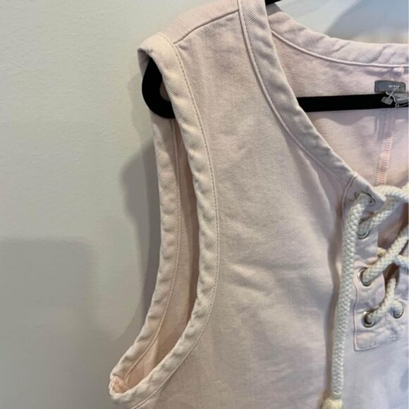AERIE sleeveless raw hem dress. Pale pink. Rope detail. Peplum style. R… - Picture 5 of 9